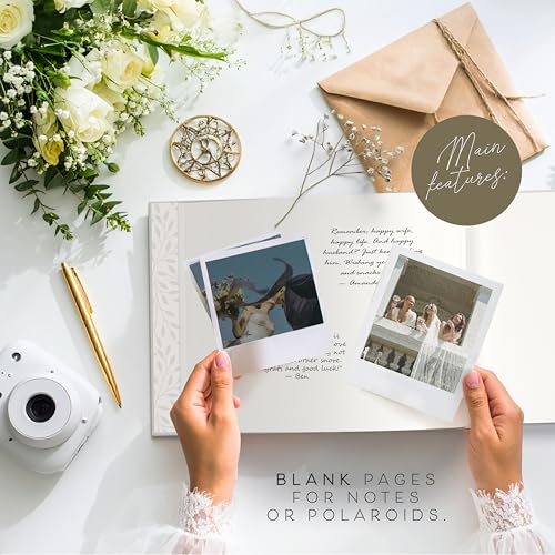 Elegant Linen Guest Book with Gold Foil - 100 Blank Pages for Weddings & Events