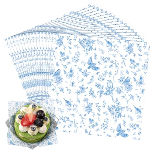 Honeydak 200Pcs Floral Wax Paper Sheets 7x7 Inch for Food & Gifts