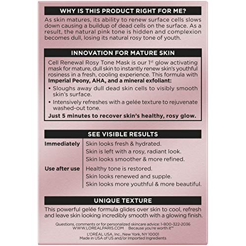 L'Oreal Paris Age Perfect Rosy Tone Face Mask with AHA & Imperial Peony
