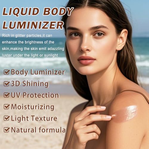 Body Glow Oil with SPF 45 - Shimmer Sunscreen for Radiant Skin, Diamond Platinum