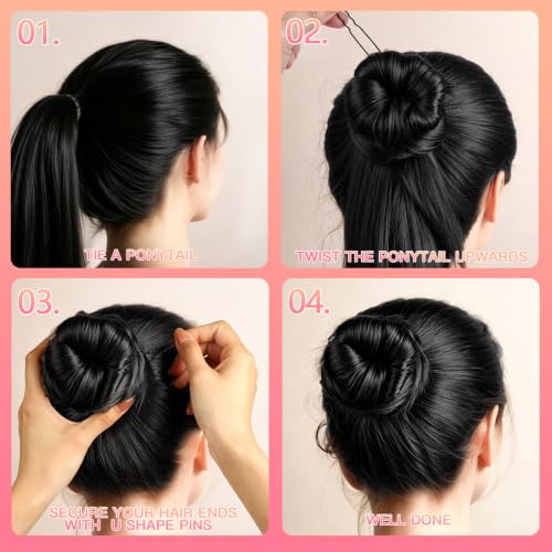 Teenitor 210 Black Hair Pins 3 Sizes U-Shaped Bobby Pins for Buns (2, 2.4, 2.8) — Clear Storage Box