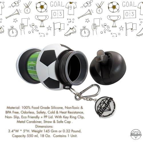 Soccer Ball Water Bottle - Collapsible 18oz Sports Hydration