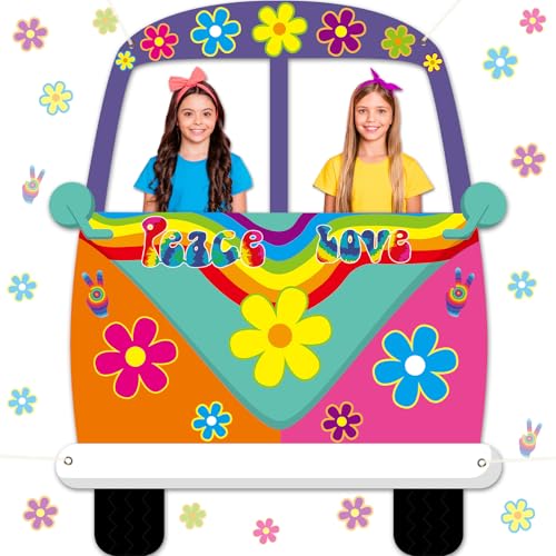 Hippie Bus Photo Prop Banner - 59 x 48.6 Inches for Parties