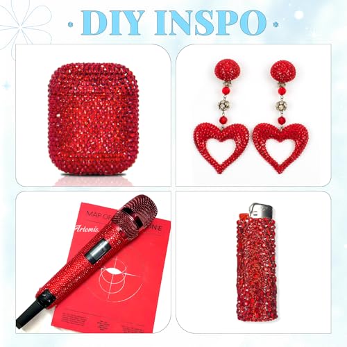 BELLEBOOST 6000pcs Red Rhinestones Bedazzling Kit with 12 Grid Sizes, Tweezers & Glue