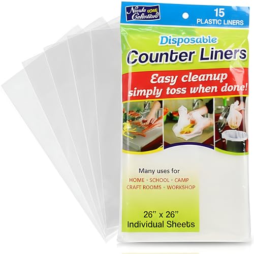Premium Clear Plastic Counter Liners - 26" x 26", 15 Pack for Events