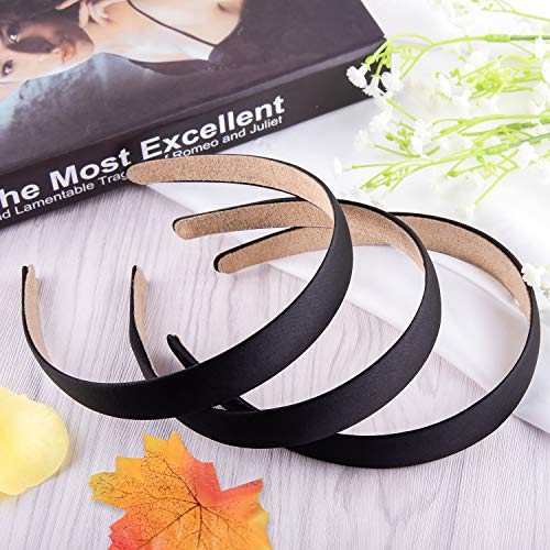 Duufin Black Satin Headbands for Women - 22 Pcs Non-Slip Hair Accessories