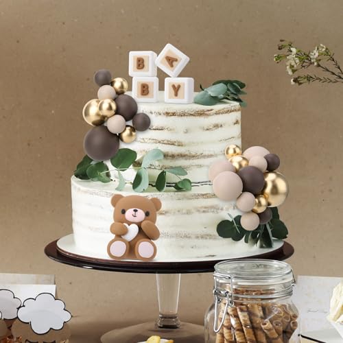 29 Pcs Brown Bear Cake Toppers Set for Baby Showers