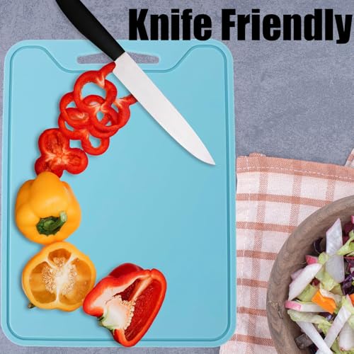 BPA-Free Silicone Cutting Board - Non-Slip Chopping Mat (Blue)
