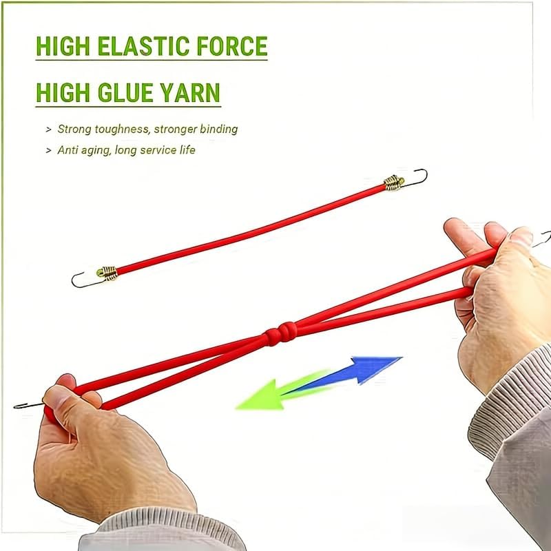 Heavy Duty Bungee Cords - 10 Pack Durable Black Elastic Straps with Metal Hooks for Camping, Cargo Securing & Outdoor Use