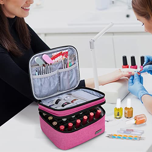 LUXJA Nail Polish Storage Case for 20 Bottles (15ml) - Pink