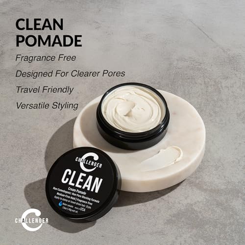 Challenger Men's Clean Cream Pomade, 1.5 oz - Fragrance Free, Medium Firm Hold