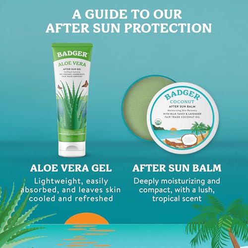 Badger Organic Coconut AfterSun Balm - 2 oz Tin for Sunburn Relief