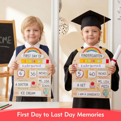 First Day of School Sign | Reusable Rainbow Wooden Photo Prop