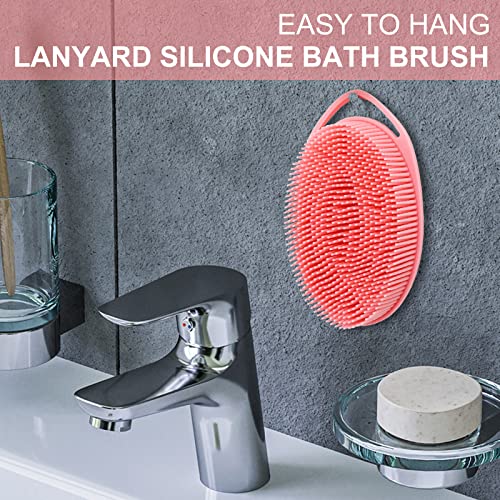 Pink 2-in-1 Silicone Body & Scalp Scrubber - Bath & Shampoo Brush, Easy to Clean