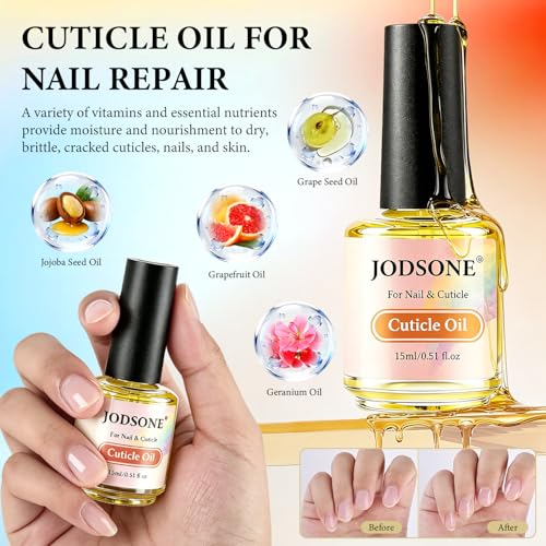 JODSONE 4Pcs 15ML Gel Nail Polish Remover Kit with Cuticle Oil