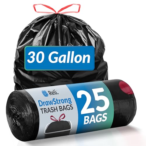 Reli 30 Gallon Heavy Duty Drawstring Trash Bags - 25 Count