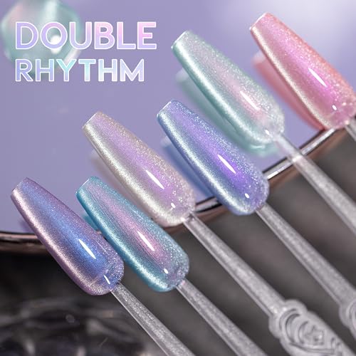 Double Rhythm 6-Piece Cat Eye Gel Nail Polish Set with Magnetic Tool