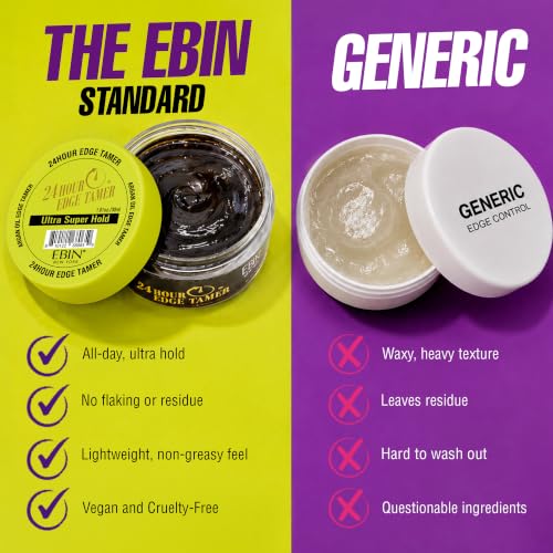EBIN NEW YORK 24 Hour Ultra Super Hold Edge Tamer 1.01 Fl Oz - Strong Hold Hair Gel for All Hair Types