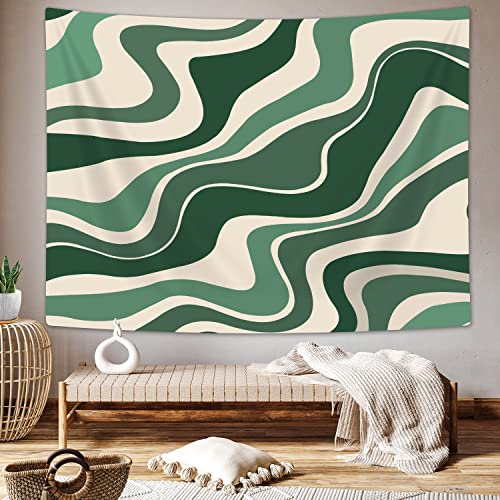 Sage Green Swirls Tapestry - Vintage Abstract Wall Art 60x40
