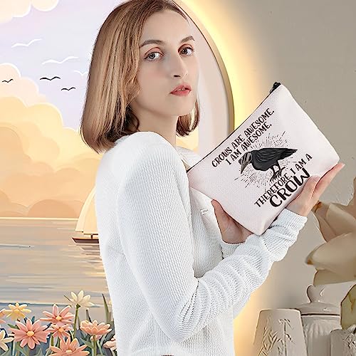 Crows Are Awesome Makeup Bag - LEVLO Cotton Cosmetic Pouch