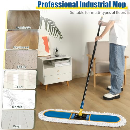 24" Heavy Duty Commercial Dust Mop with 2 Cotton Pads