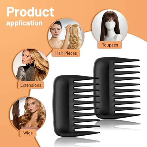 SIMPOR Wide Tooth Comb 2-Pack for Curls & Wigs - Travel Size