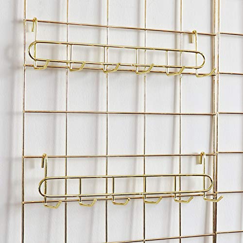 Gold Wall Grid Hooks Rack - 2 Pack for Organizing & Display