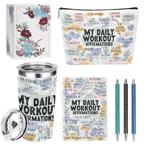 My Workout 0842 Inspirational Gift Set for Women - 20oz Tumbler, Makeup Bag, Notebook & Pens