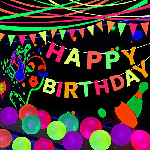 Glow Crepe Paper Streamers - 8 Rolls UV Reactive Neon Party Decorations
