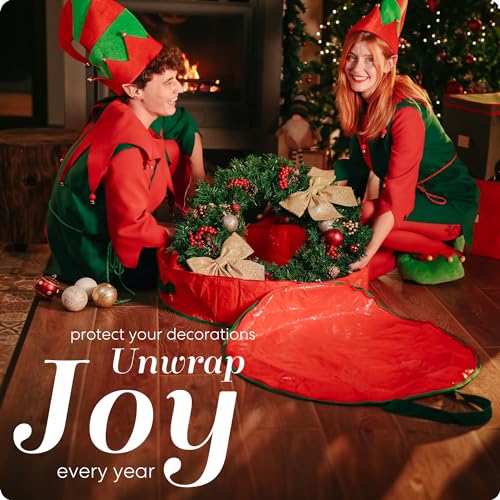 Handy Laundry Christmas Wreath Storage Bag - 36" Durable & Zippered, 2-Pack
