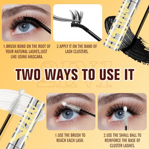 LANKIZ Sensitive Lash Cluster Glue - Variation 01, 72H Waterproof Hold, Latex-Free & Hypoallergenic Lash Bond & Seal