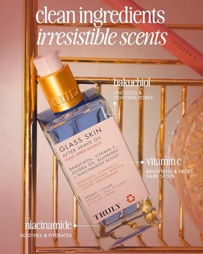 Truly Luxury After Shave Oil Glass Skin 3.1 fl oz – Soothing Post-Shave Treatment