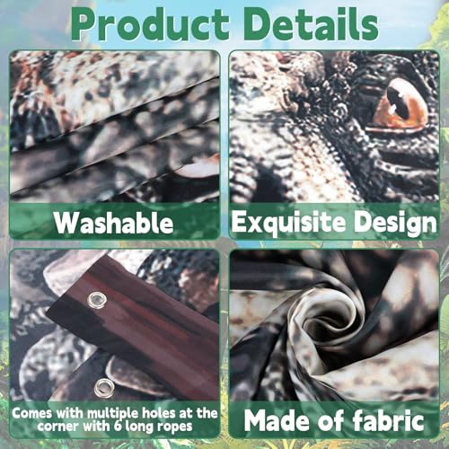Dinosaur Birthday Backdrop Banner for Dino Themed Parties - 99.6 x 46.1 in