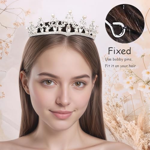 Baroque Pearl and Crystal Wedding Tiara - Elegant Rhinestone Bridal Crown