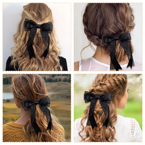 Giantree Black Lace Hair Bow Clips for Women - 2 Pack