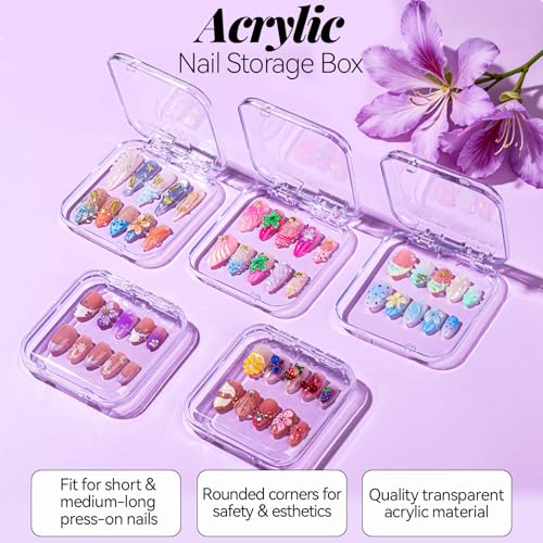 Teenitor Press-On Nail Packaging Set with Acrylic Display & Holographic Bags