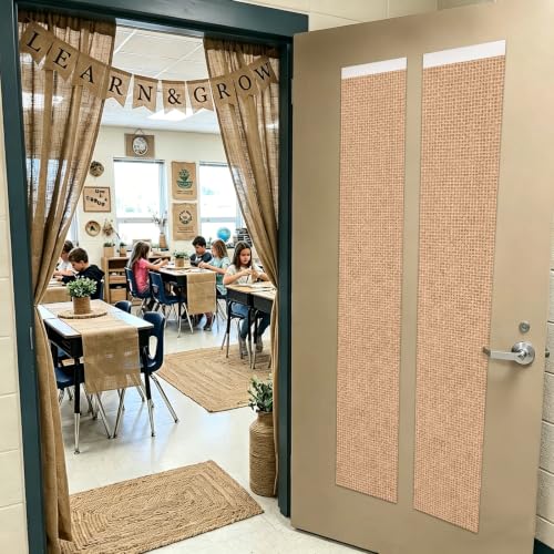 Burlap Classroom Door Window Curtains - 2 Pack Blackout Decor