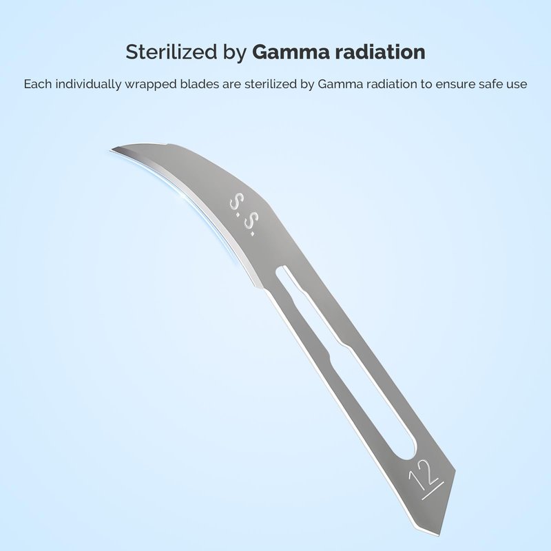 JMU 100pcs Sterile Surgical Blades #12, Disposable Stainless Steel Scalpel Blades, Individually Foil Wrapped