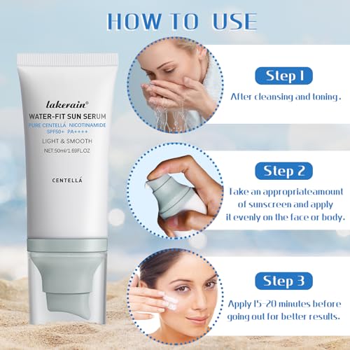 COLOROCK Centella SPF 50 Water-Fit Sunscreen Serum 1.69 Fl Oz - Long-Lasting Face Protection