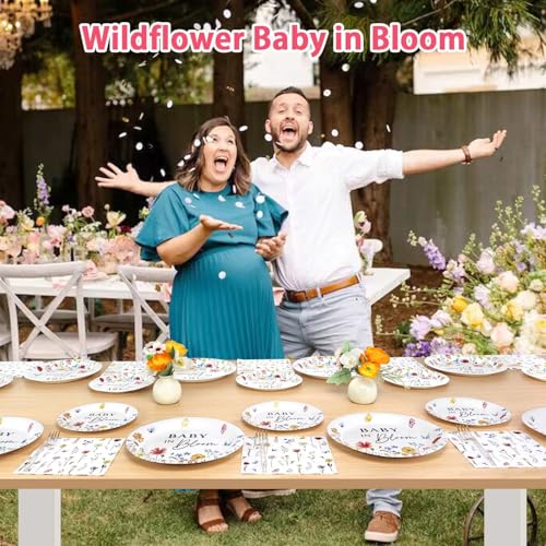 Wildflower Baby in Bloom Baby Shower Plates Set for 25 Guests