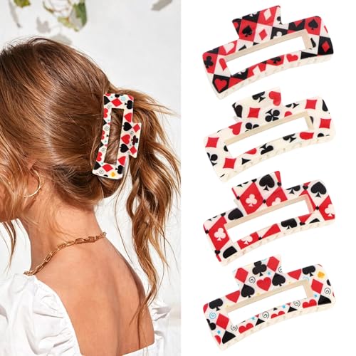CIEHER Poker Card Hair Claw Clips Set - Large Non-Slip Hair Accessories for Women & Girls
