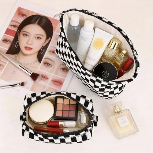 3-Piece Black Makeup Bag Set for Women - Travel Toiletry Organizer