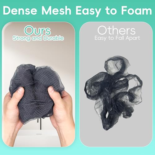 4-Pack Soft Shower Loofah Set for Exfoliating & Lathering