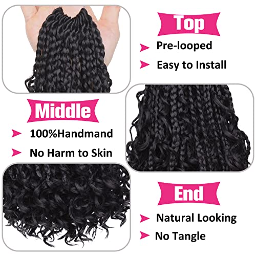Union Beauty 10 Inch Boho Box Braids Crochet Hair with Curly Ends, 8 Packs