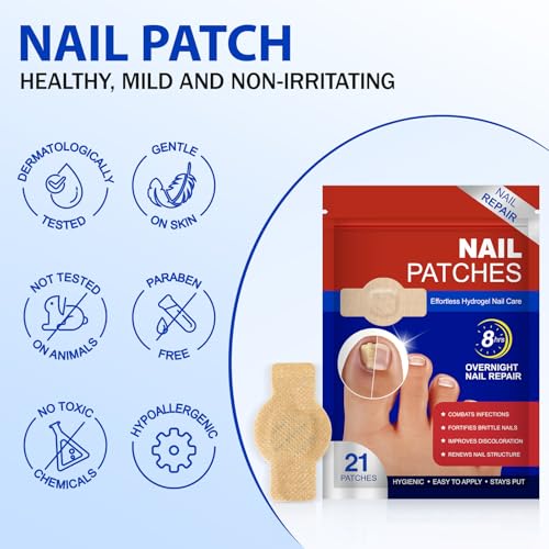 FANSHI 21 PCS Nail Patches - Extra Strength Overnight Repair for Damaged Nails