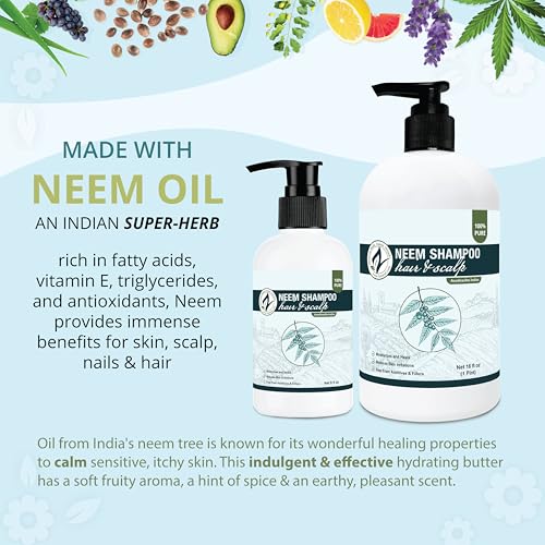 Zatural Neem Shampoo - 16 Fl Oz Gentle Botanical Hair & Scalp Cleanser
