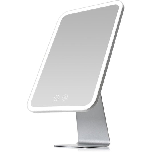 NEZZOE Lighted Makeup Mirror, Metal Table Mirror with Stand, 2000 mAh Rechargeable Vanity Mirror with 3 Colors and Brightness Adjustable, 12 Inch Light up Mirror