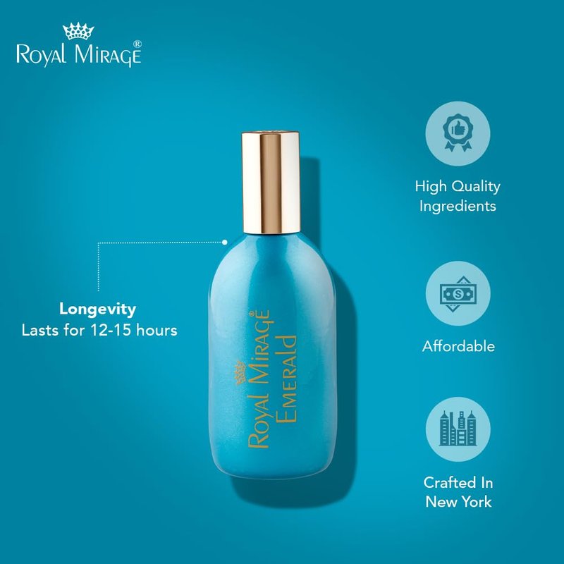Royal Mirage Emerald Eau de Cologne - Premium Aldehydic & Jasmine Fragrance Spray - 120ml (4 oz) Long-Lasting EDC - Authentic Heritage Scent