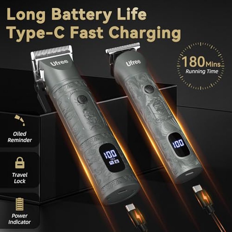 Ufree Beard Trimmer for Men with Hair Clipper, Professional Hair Clippers for Men and Hair Trimmers, Cordless Electric Razor Mens Grooming Kit for Nose, Face, Ear, Body, Gifts for Men Husband Father