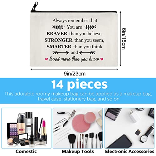 Saintrygo 14-Piece Inspirational Makeup Bag Set for Women